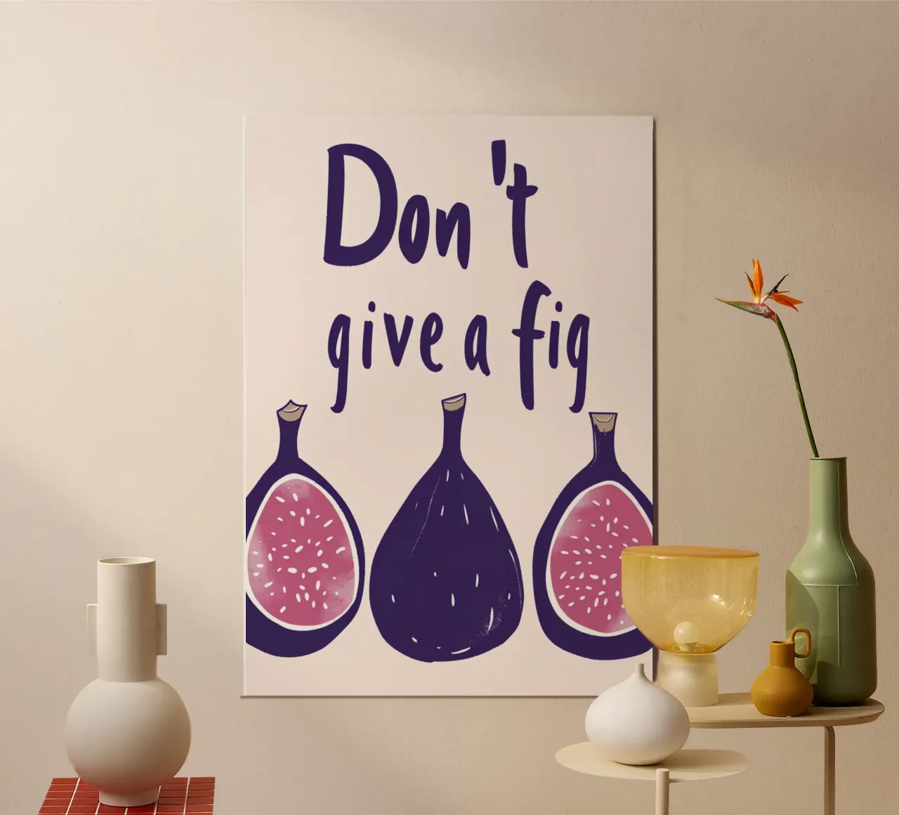 Poster umoristico sulla frutta "Don't Give a Fig" - Quirky Kitchen Ar poster da NorwesClub