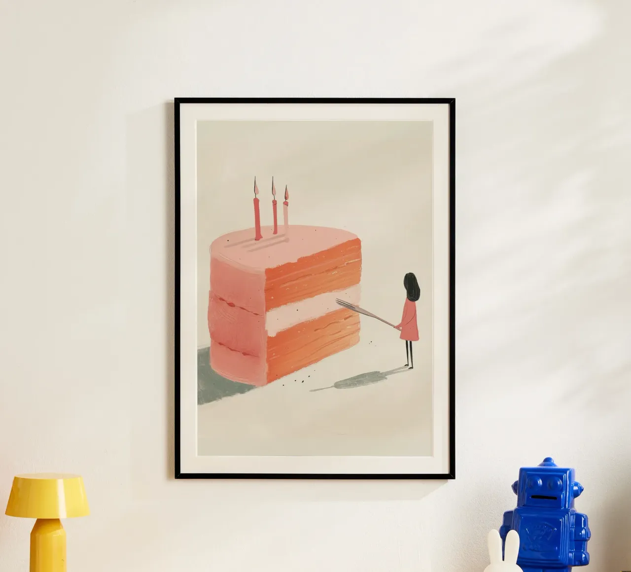 Stampa d'arte sulla celebrazione della torta di compleanno - Post sul dessert stravagante poster con telaio in legno da NorwesClub