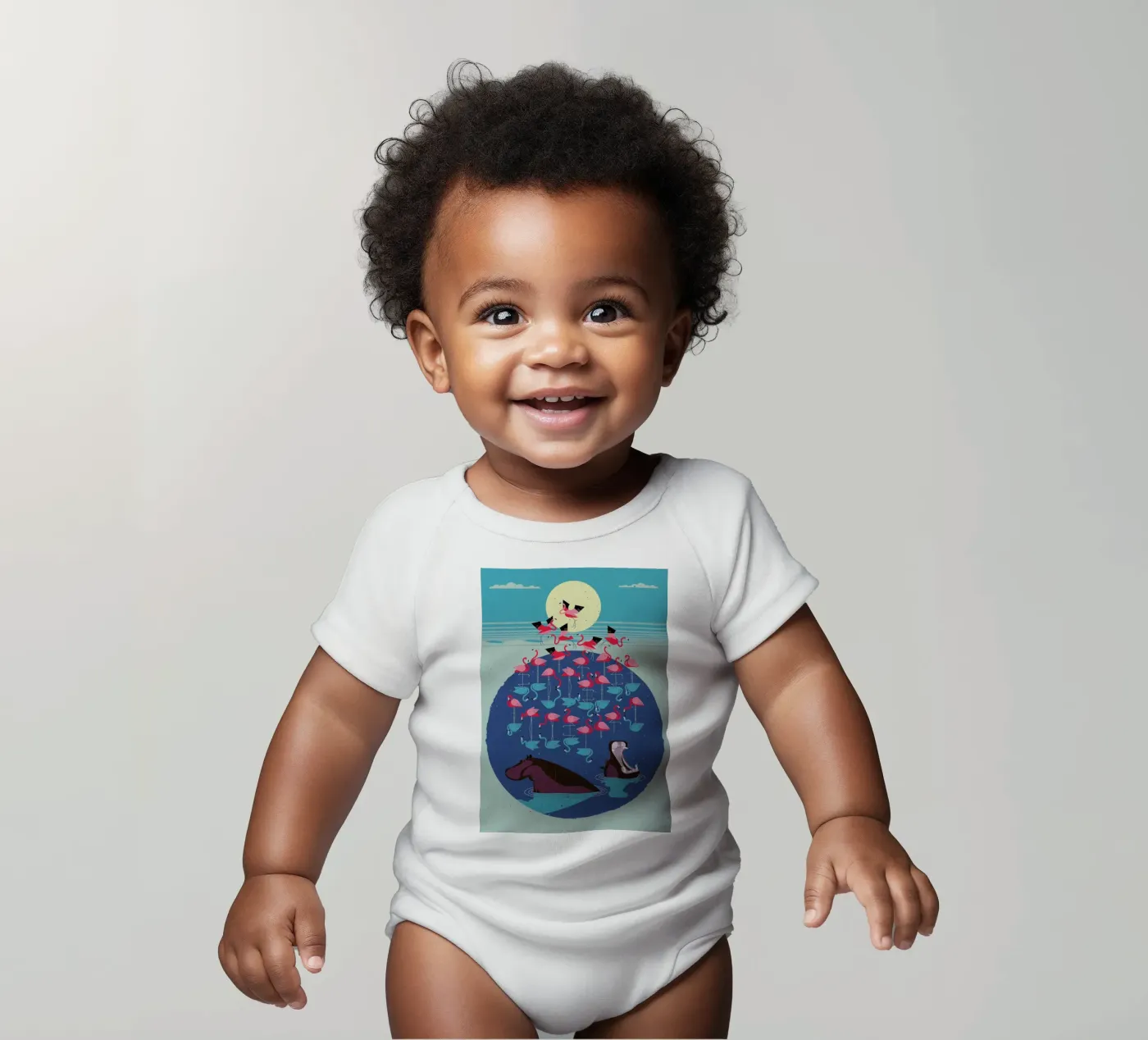 Flamingos Kurzarm Babybody von Dieter Braun