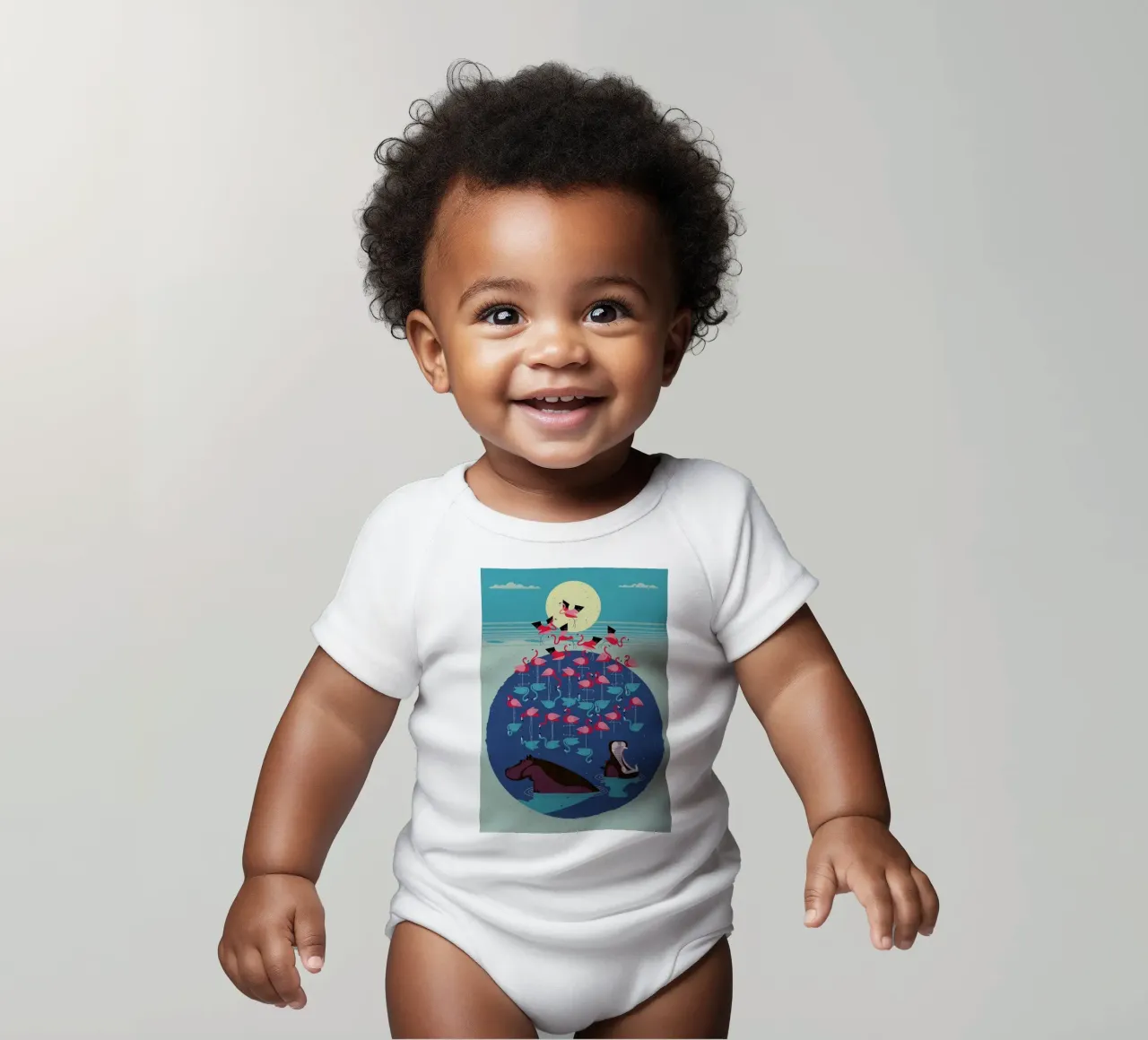 Flamingos body neonato maniche corte da Dieter Braun