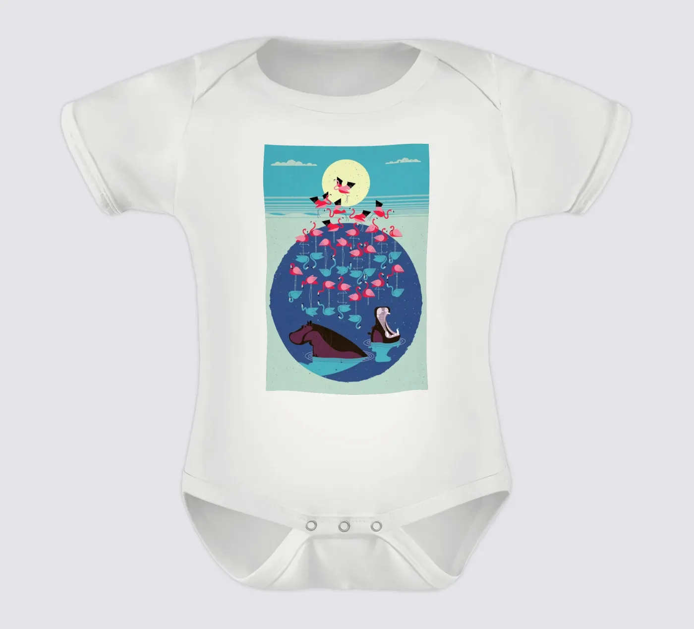 Flamingos Kurzarm Babybody von Dieter Braun