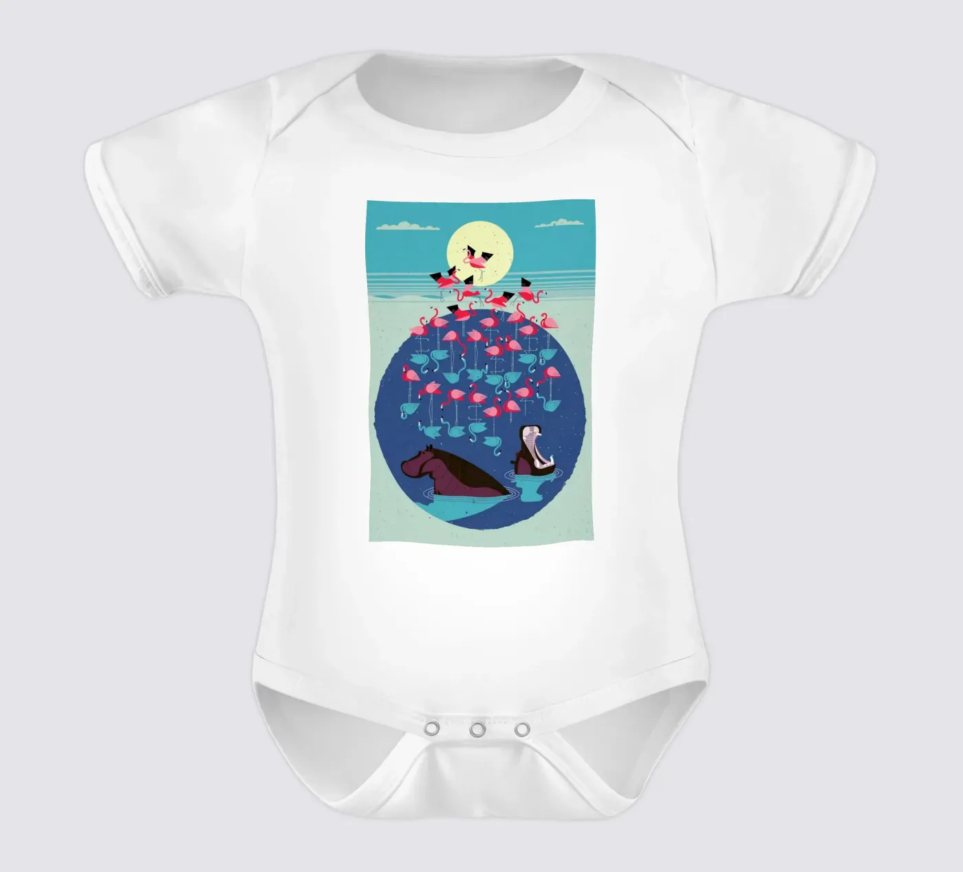 Flamingos Kurzarm Babybody von Dieter Braun