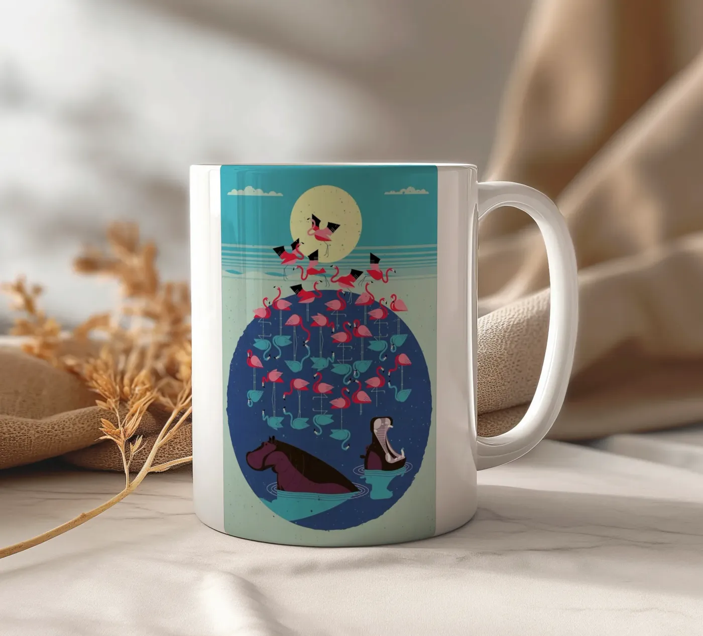 Flamingos ceramic mug by Dieter Braun