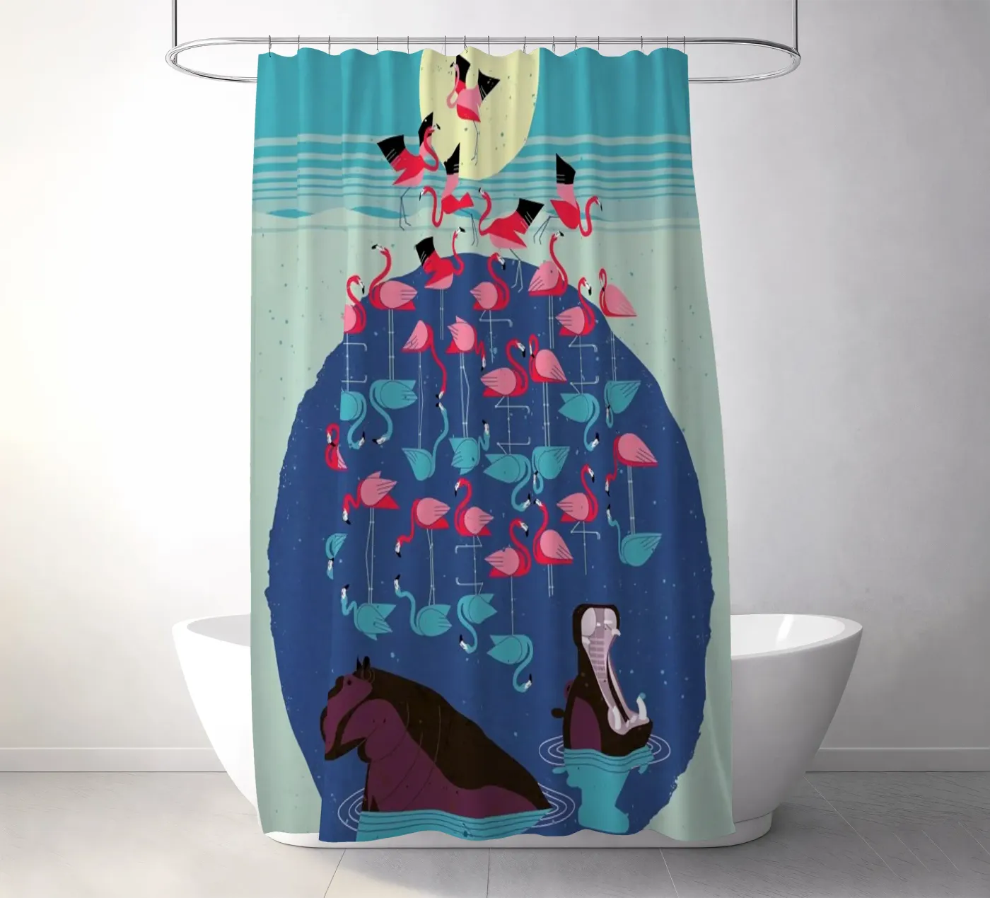 Flamingos douchegordijn van Dieter Braun