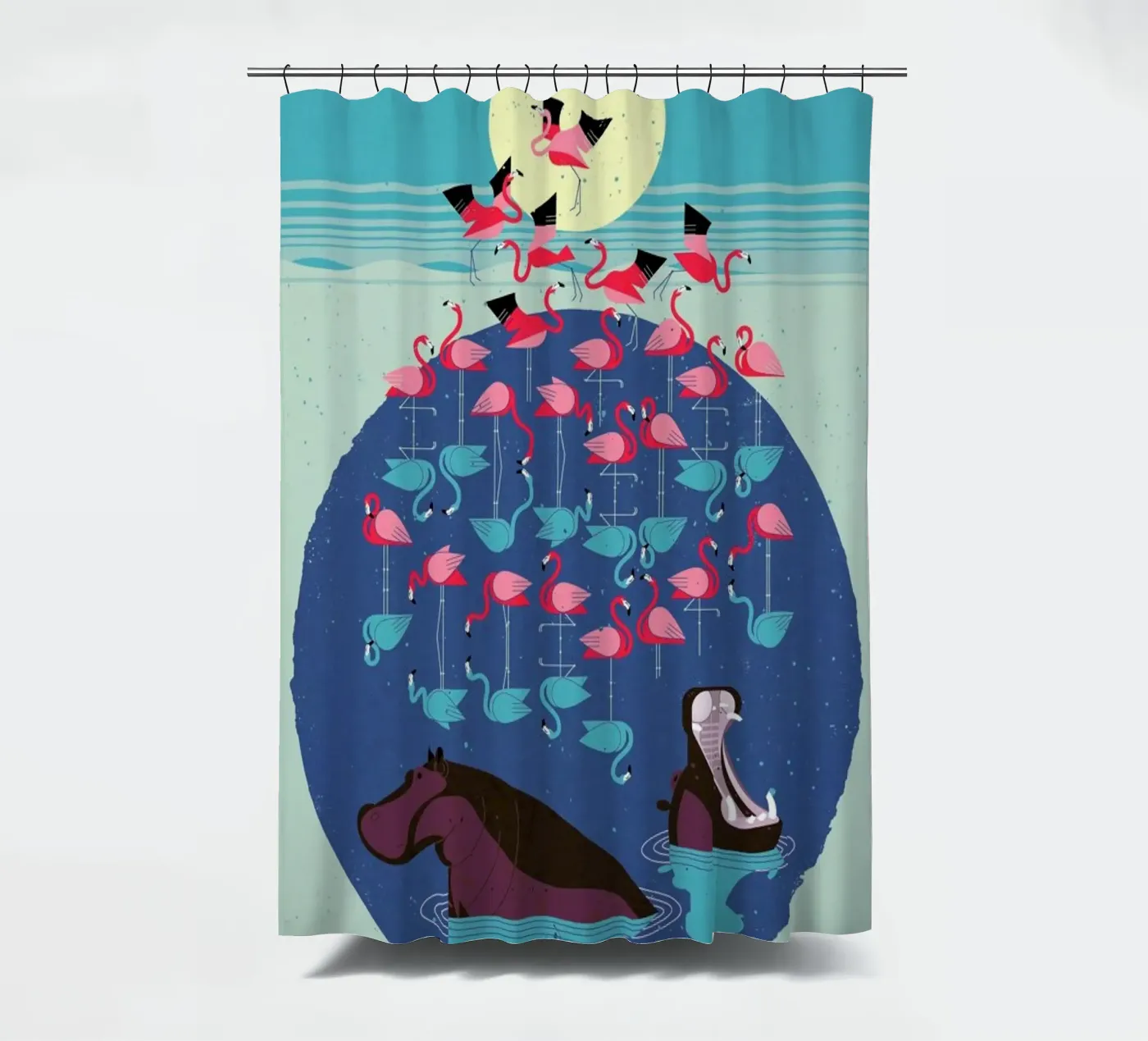 Flamingos douchegordijn van Dieter Braun