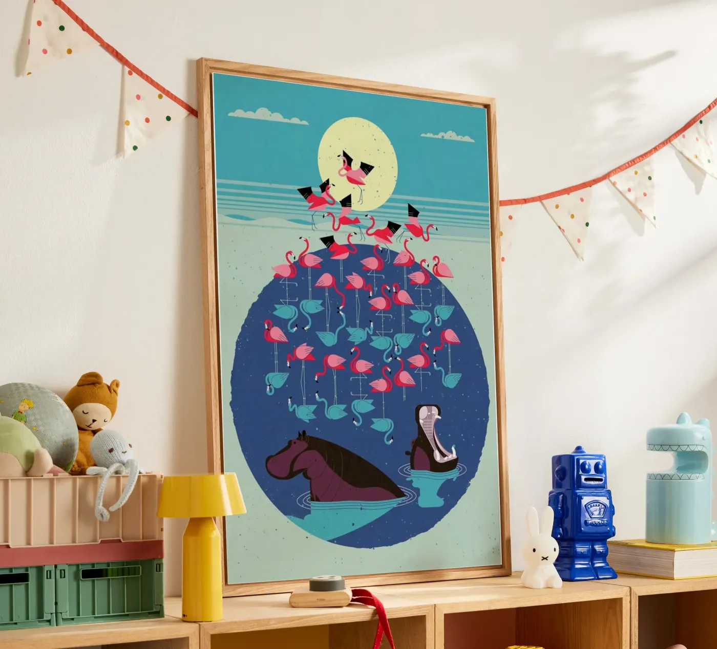 Flamingos acryl van Dieter Braun