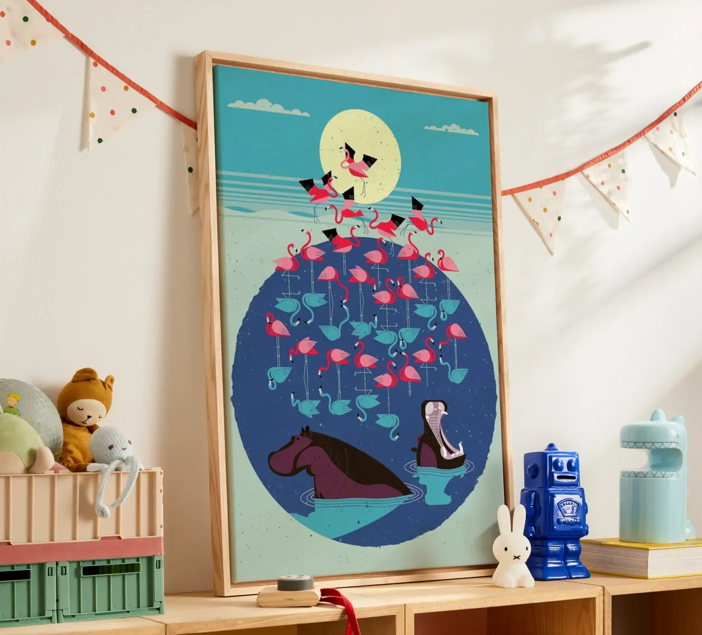 Flamingos canvas van Dieter Braun
