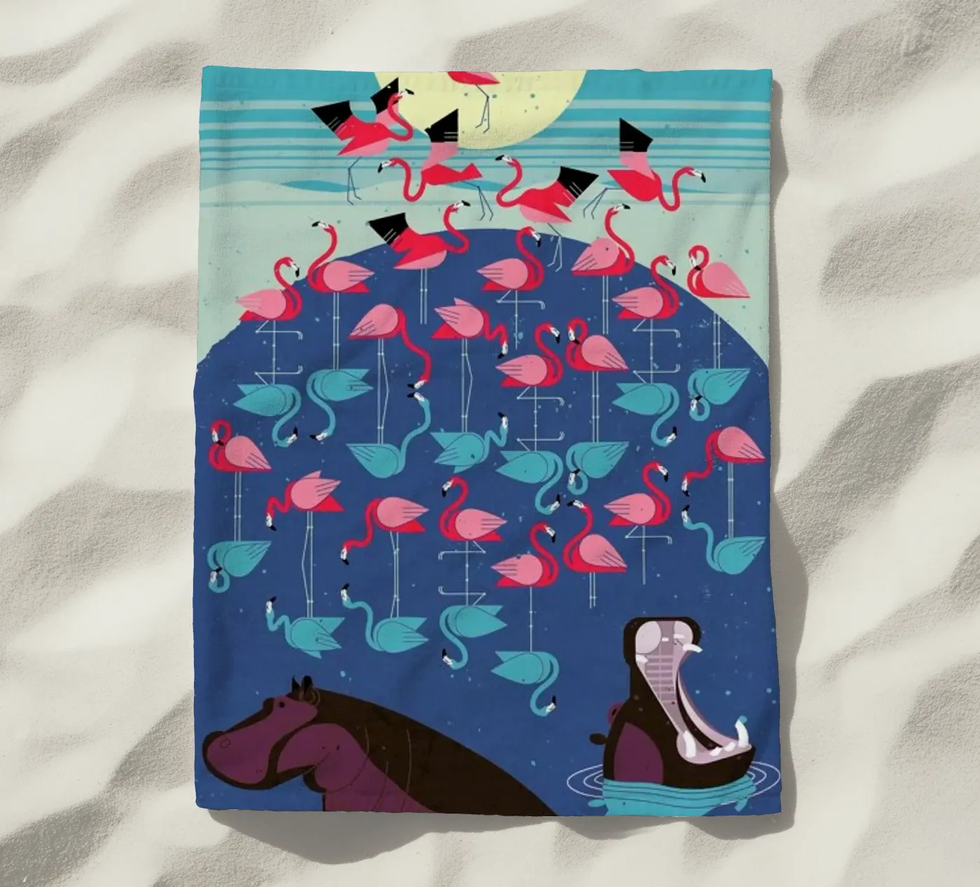 Flamingos strandhanddoek van Dieter Braun