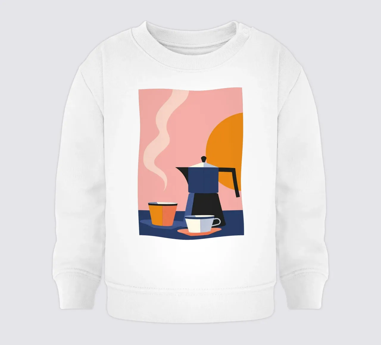 Poster minimalista sul caffè in caffettiera Moka - Cucina moderna di metà secolo felpa neonato da NorwesClub