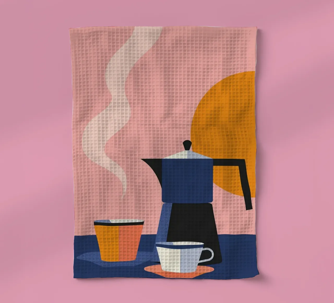 Poster minimalista sul caffè in caffettiera Moka - Cucina moderna di metà secolo canovaccio da cucina da NorwesClub