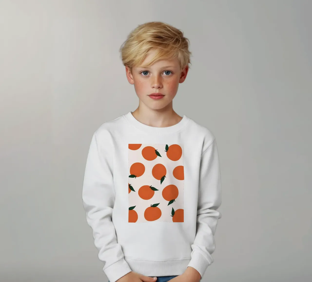 Minimalist Orange Pattern Poster - Modern Botanical Wall Art kids sweatshirt by NorwesClub