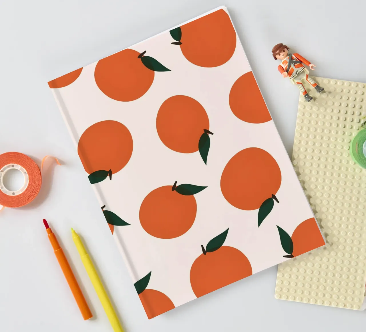 Minimalist Orange Pattern Poster - Modern Botanical Wall Art notebook by NorwesClub