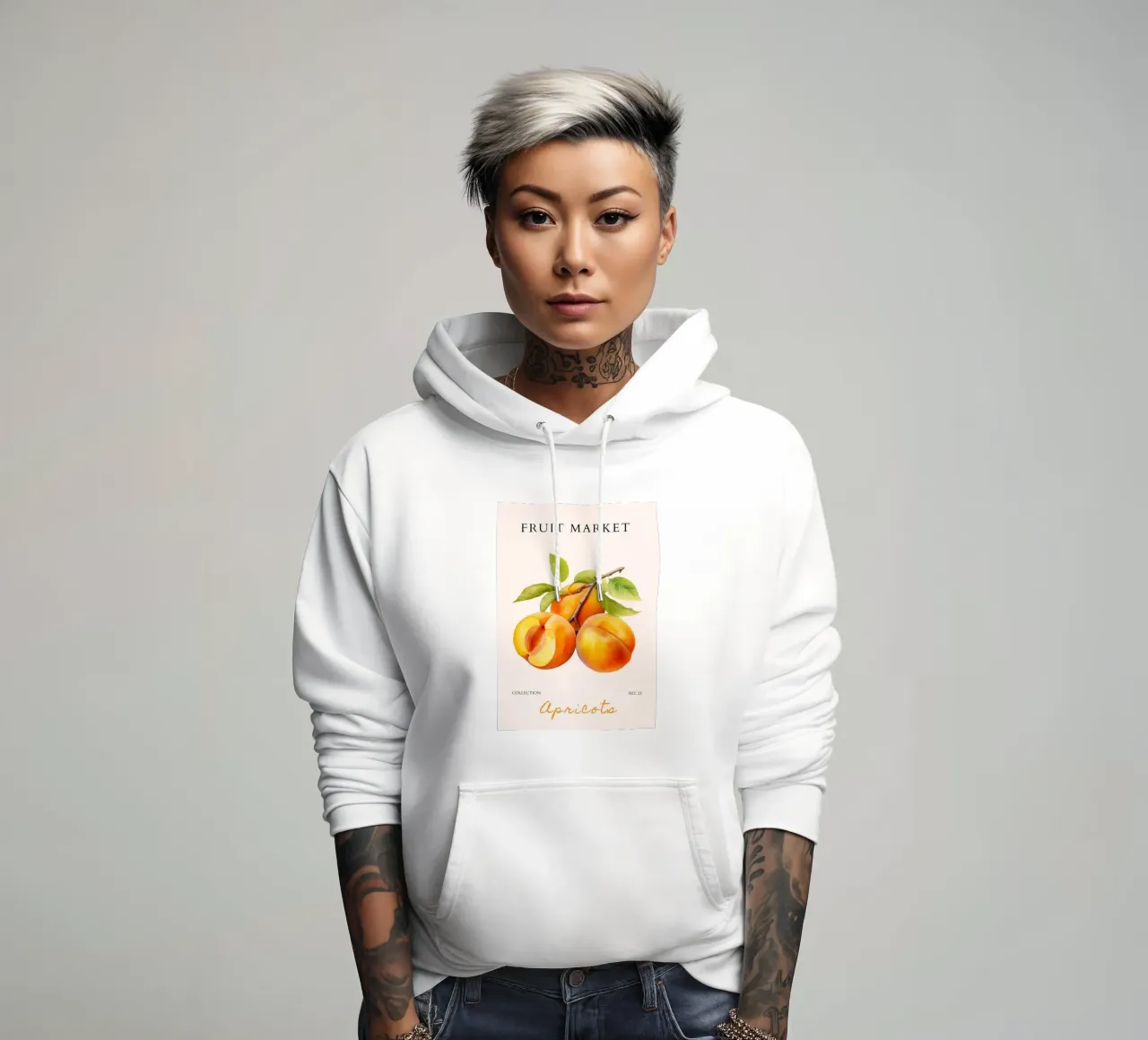 Poster del mercato della frutta di albicocca - Acquerello botanico - Kit felpa con cappuccio da NorwesClub