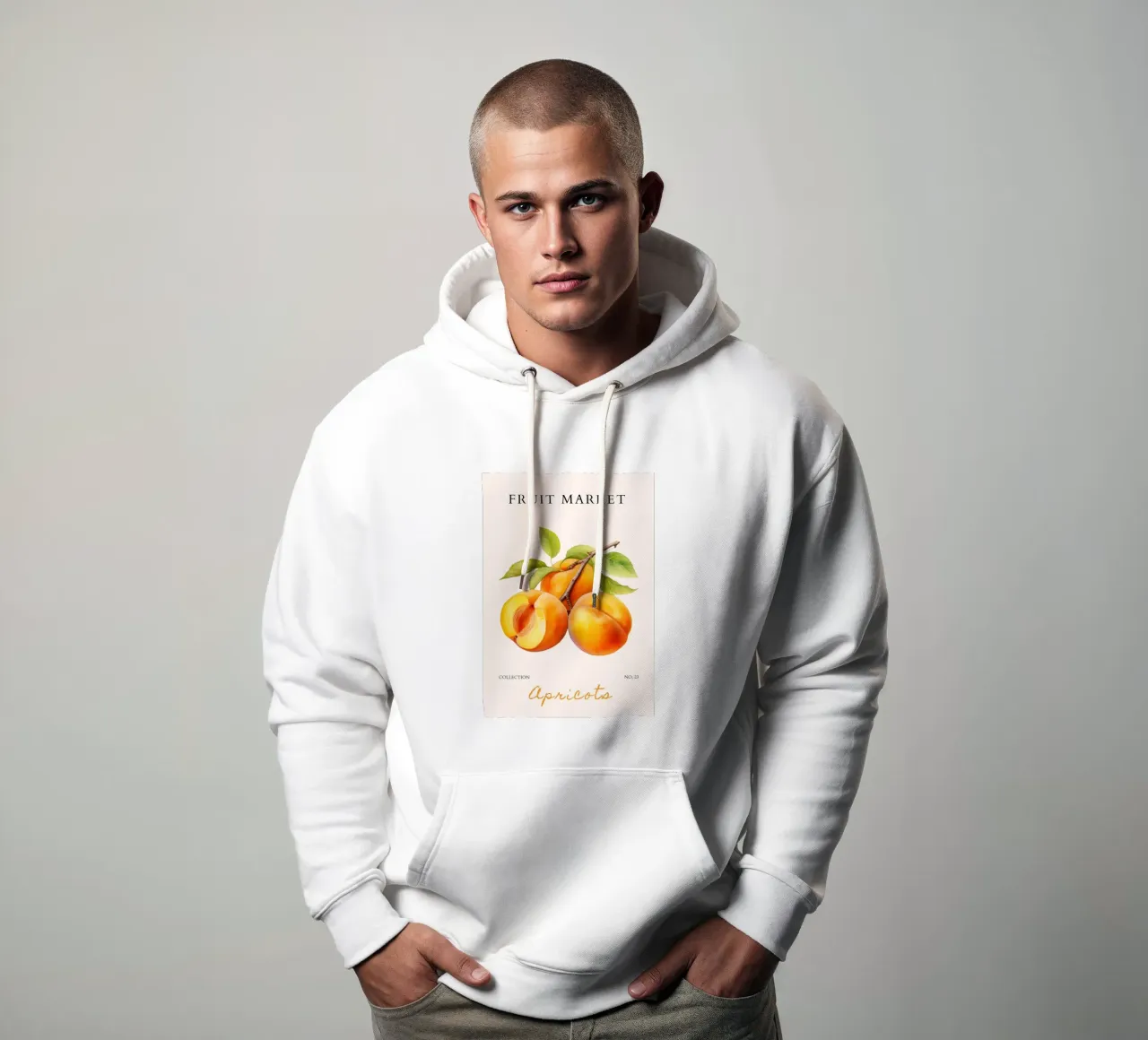 Poster del mercato della frutta di albicocca - Acquerello botanico - Kit felpa con cappuccio da NorwesClub