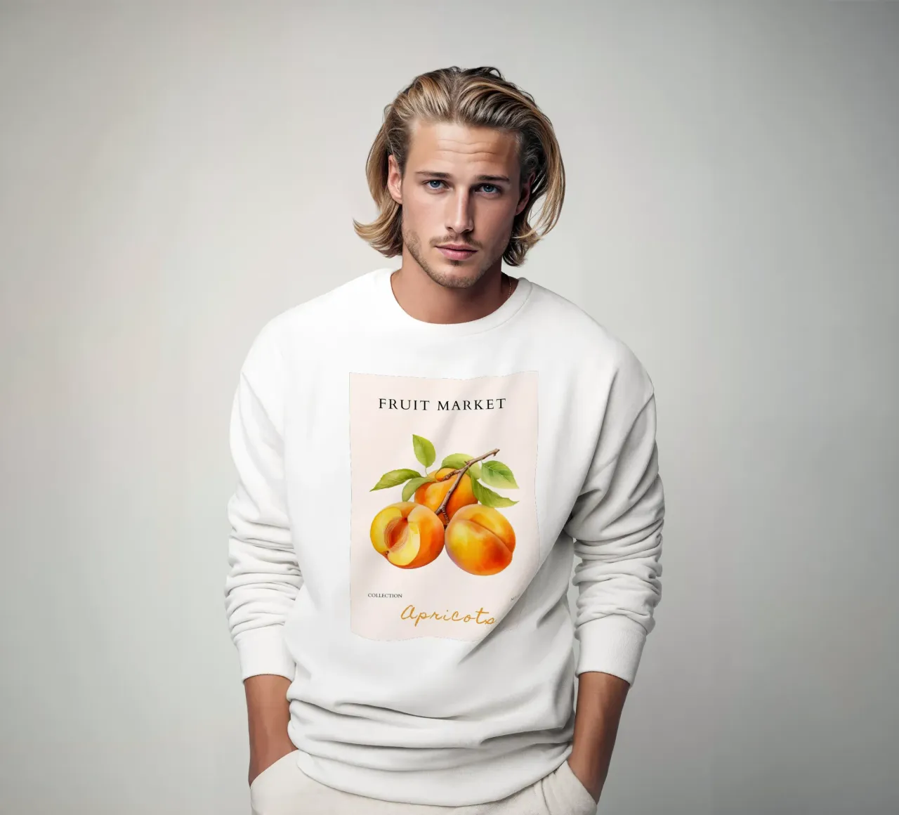 Poster del mercato della frutta di albicocca - Acquerello botanico - Kit felpa da NorwesClub