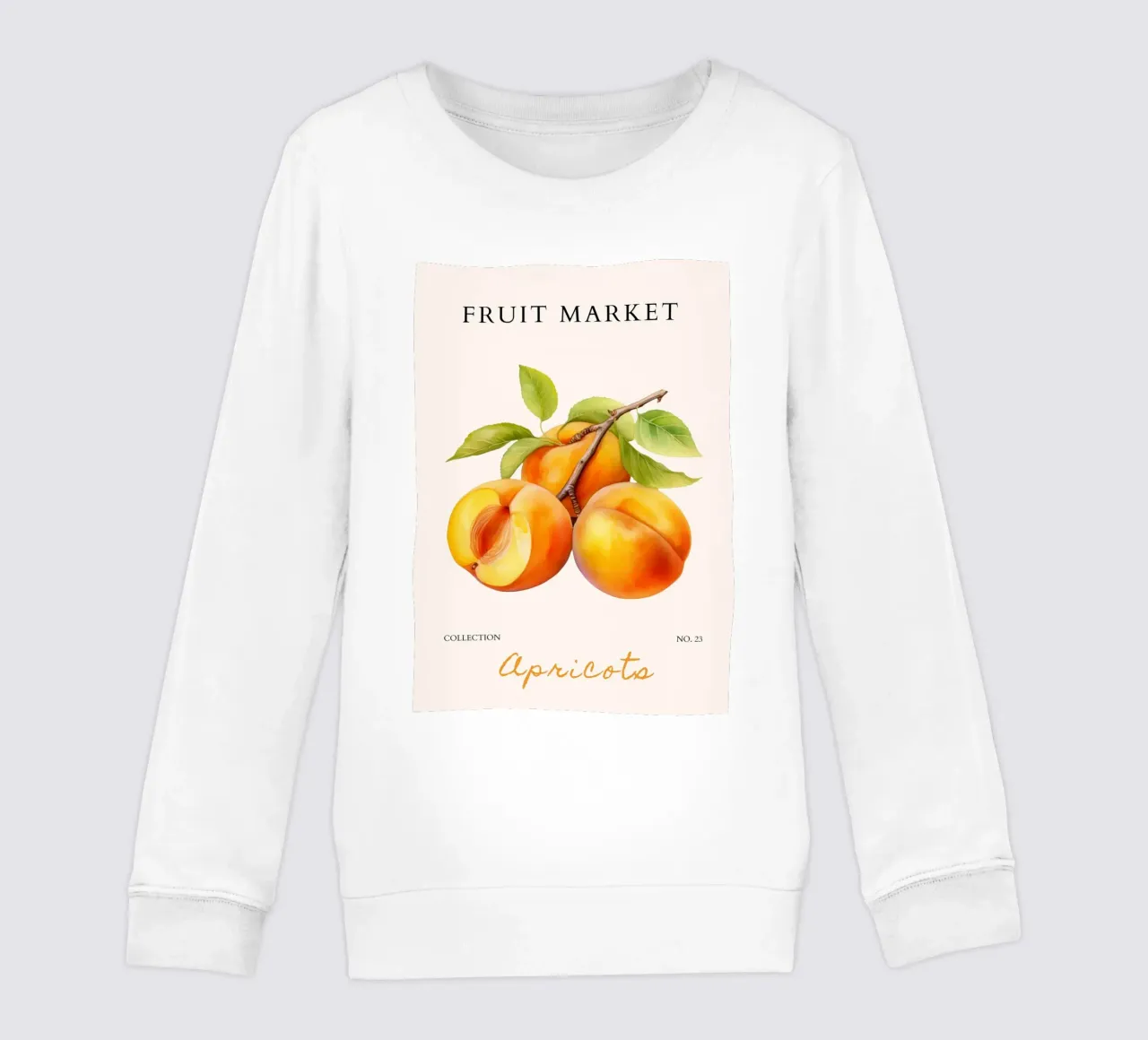 Poster del mercato della frutta di albicocca - Acquerello botanico - Kit felpa bambino da NorwesClub