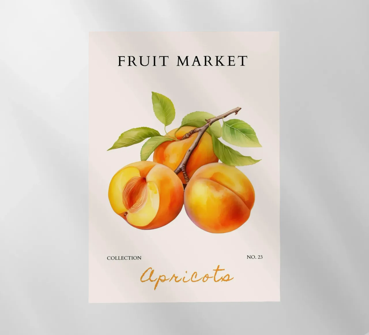 Poster del mercato della frutta di albicocca - Acquerello botanico - Kit pellicola backlit da NorwesClub
