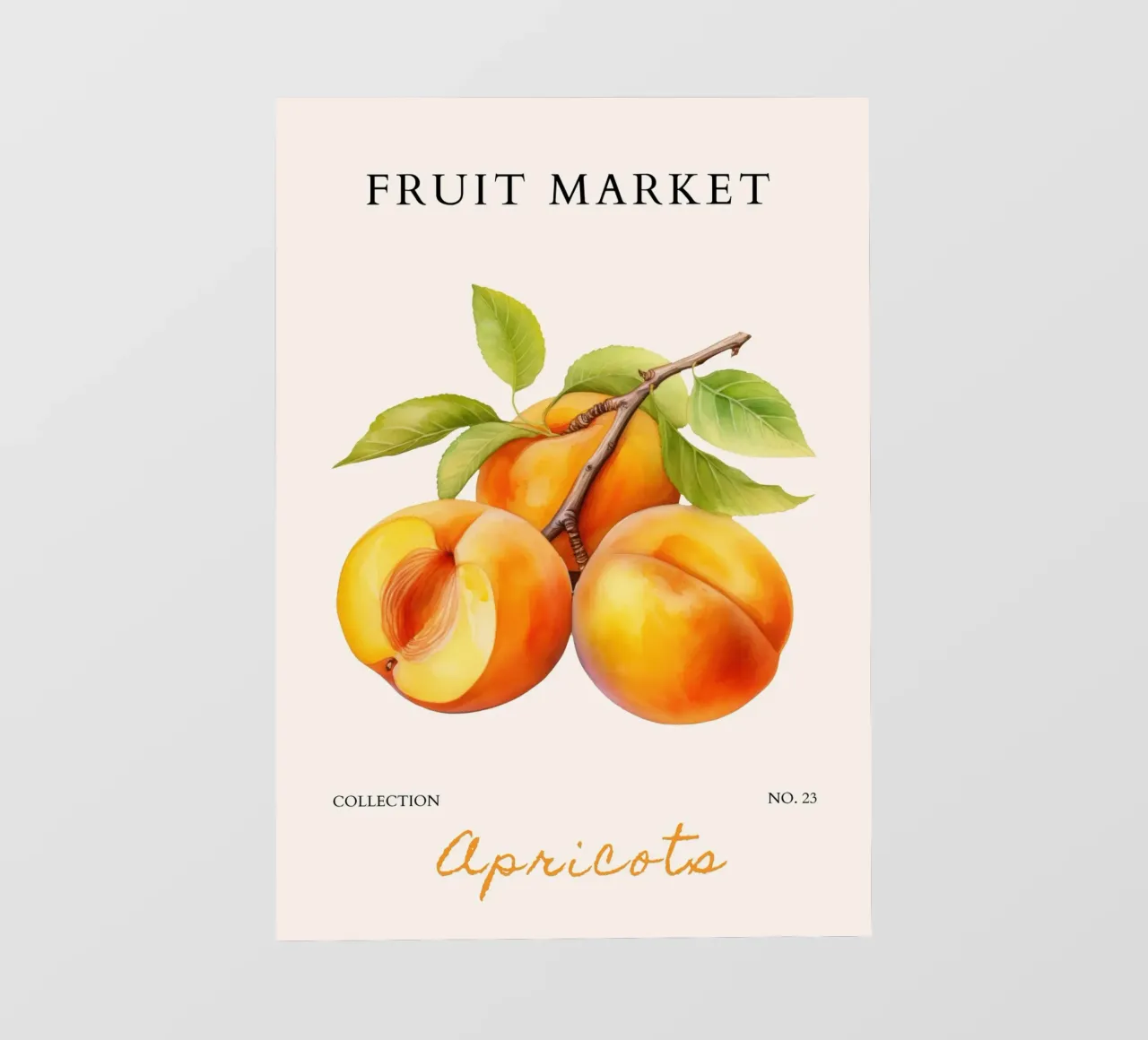 Poster del mercato della frutta di albicocca - Acquerello botanico - Kit pellicola backlit da NorwesClub