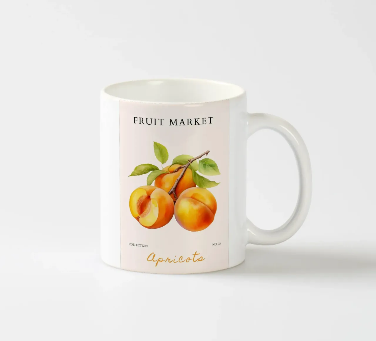 Poster del mercato della frutta di albicocca - Acquerello botanico - Kit tazza in ceramica da NorwesClub