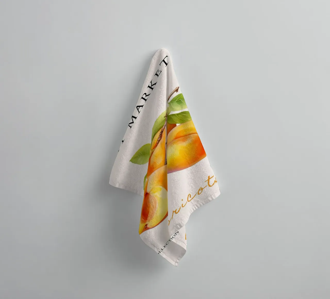 Poster del mercato della frutta di albicocca - Acquerello botanico - Kit asciugamano da bagno da NorwesClub