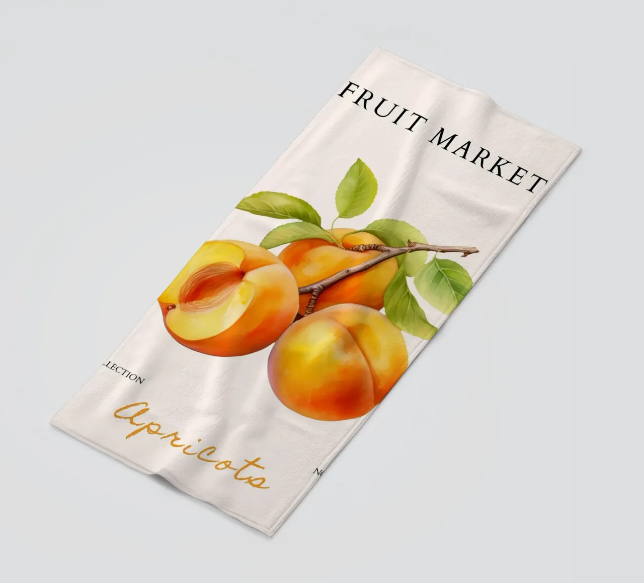 Poster del mercato della frutta di albicocca - Acquerello botanico - Kit telo mare da NorwesClub