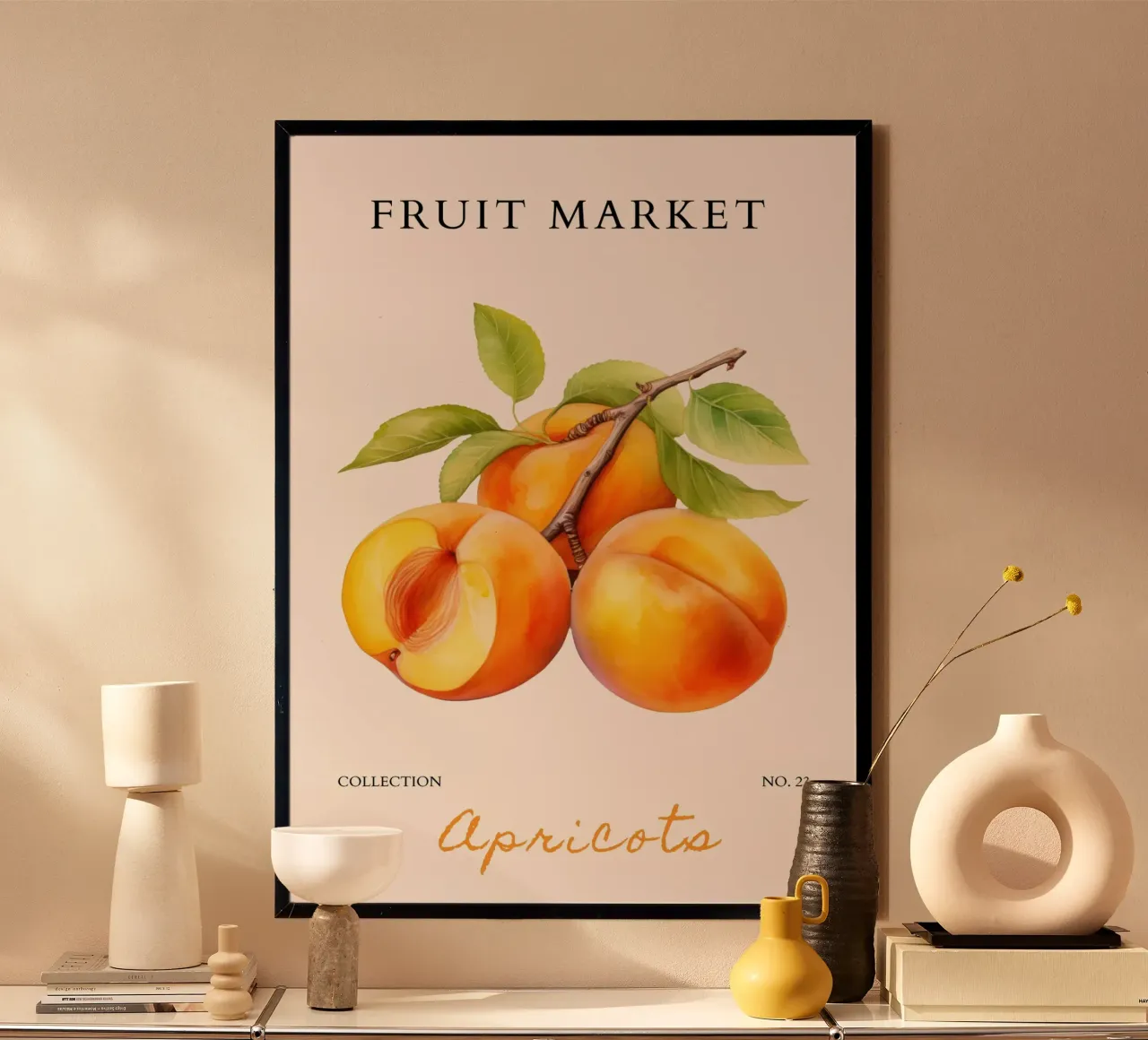 Poster del mercato della frutta di albicocca - Acquerello botanico - Kit carta hahnemühle da NorwesClub