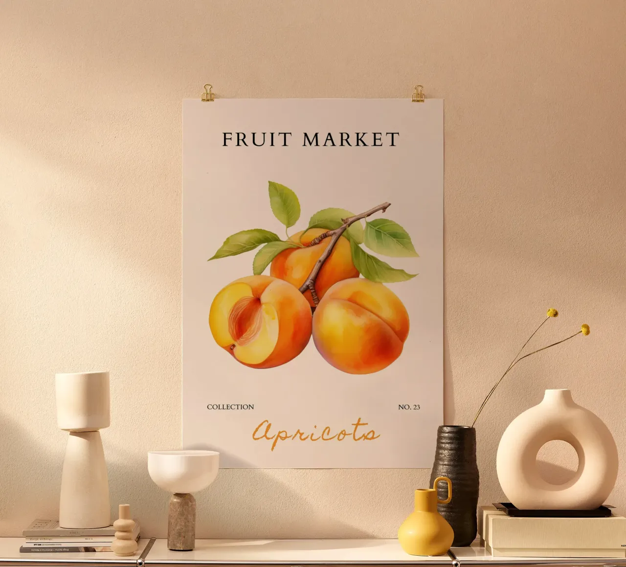 Poster del mercato della frutta di albicocca - Acquerello botanico - Kit carta hahnemühle da NorwesClub