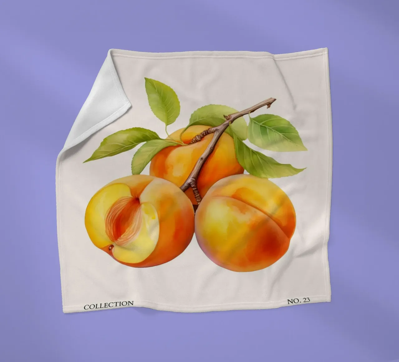 Poster del mercato della frutta di albicocca - Acquerello botanico - Kit coperta in pile da NorwesClub