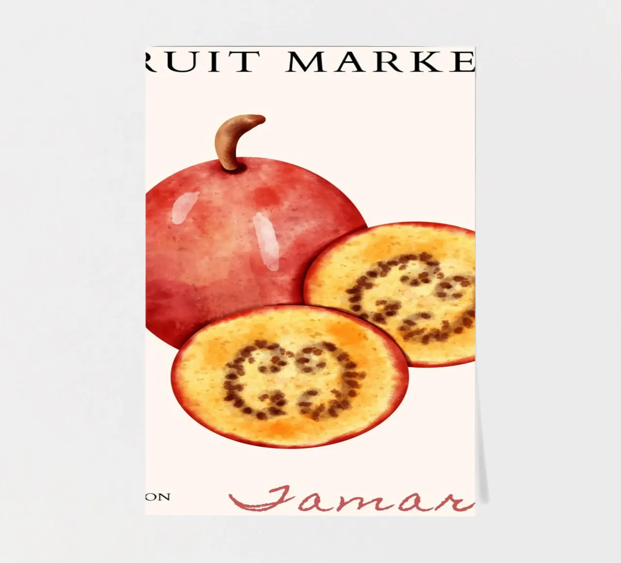 Poster del mercato della frutta di Tamarillo - Acquerello botanico - K foglio adesivo da NorwesClub