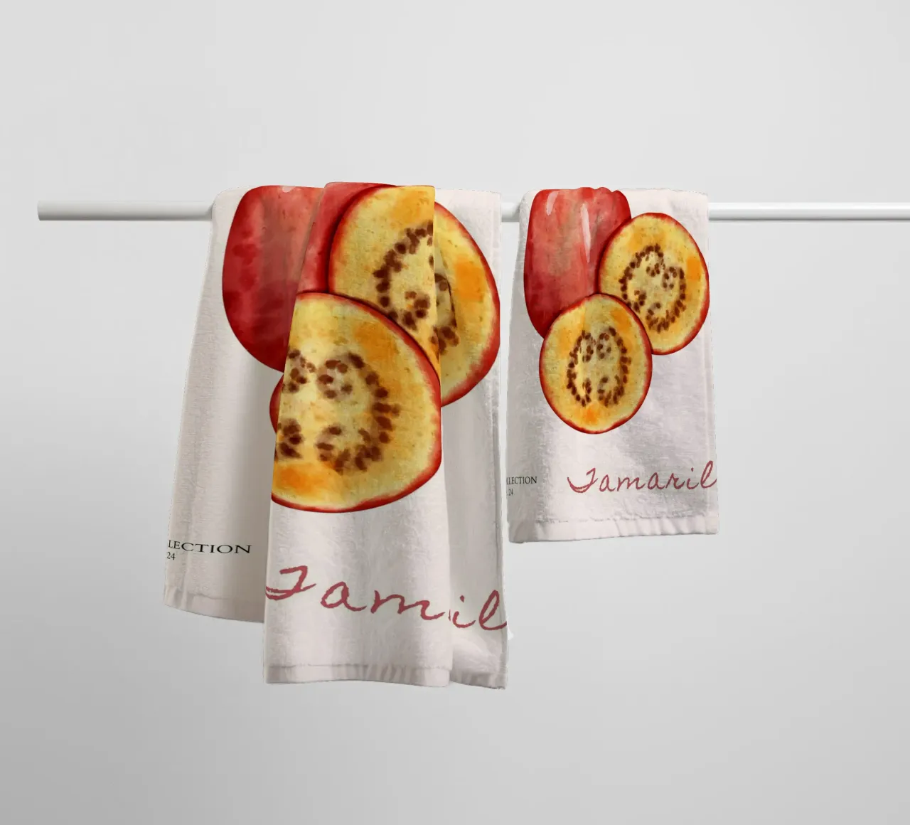 Poster del mercato della frutta di Tamarillo - Acquerello botanico - K asciugamano da bagno da NorwesClub