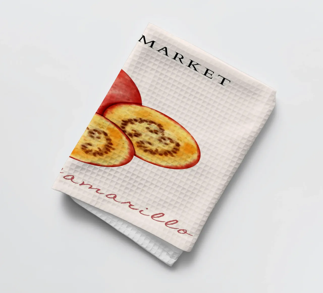Poster del mercato della frutta di Tamarillo - Acquerello botanico - K canovaccio da cucina da NorwesClub