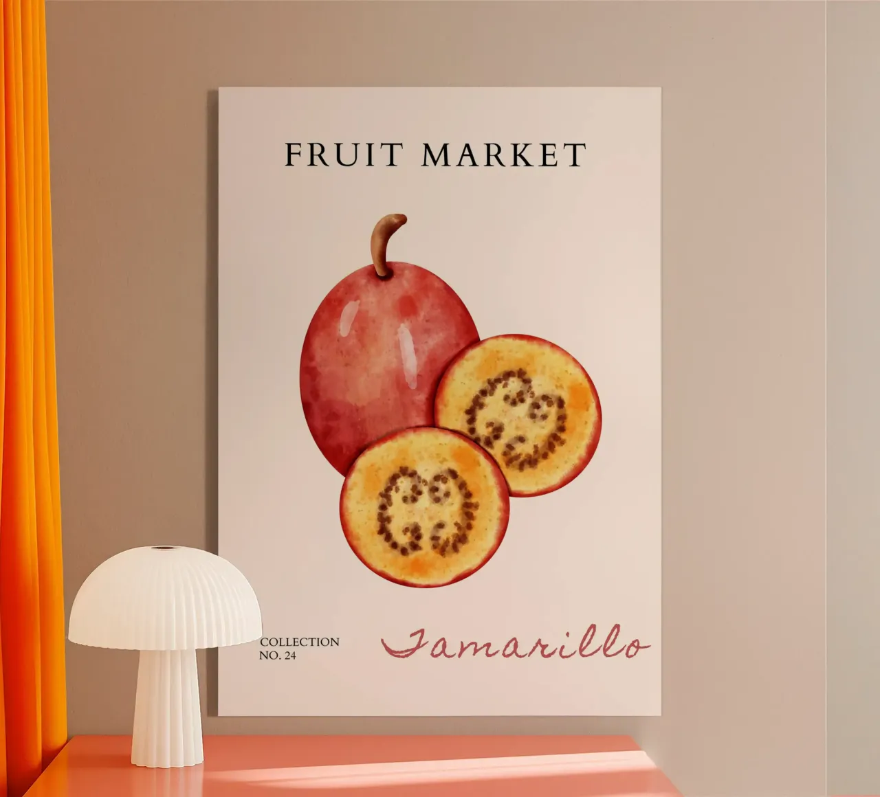 Poster del mercato della frutta di Tamarillo - Acquerello botanico - K plexiglass da NorwesClub