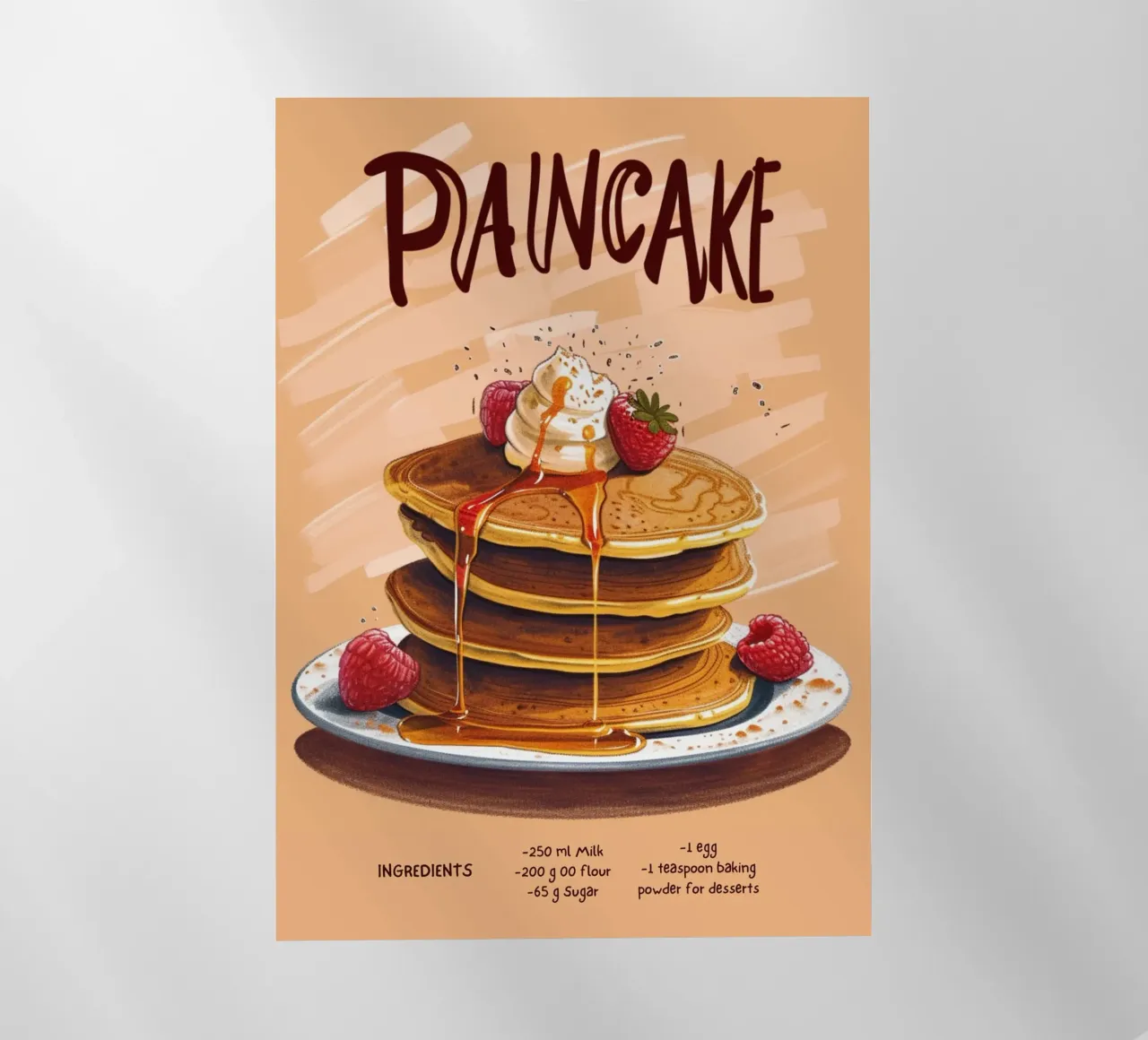 Poster da cucina con ricetta per pancake - Arte da parete per una deliziosa colazione pellicola backlit da NorwesClub