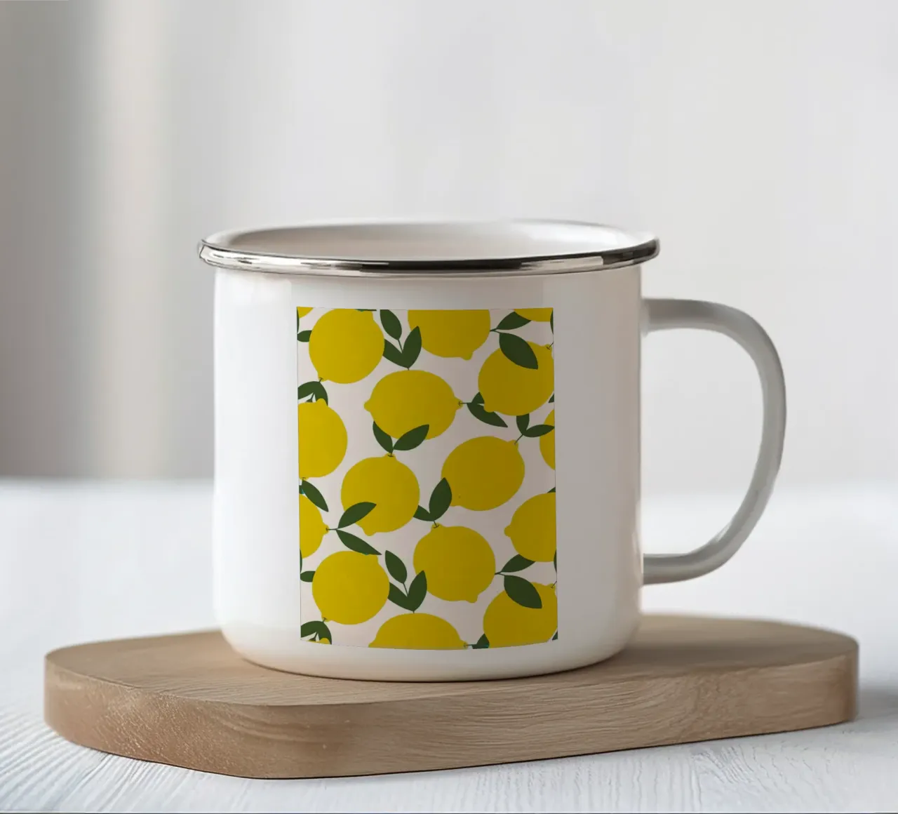 Vibrant Lemon Pattern Poster - Zesty Botanical Wall Art enamel mug by NorwesClub