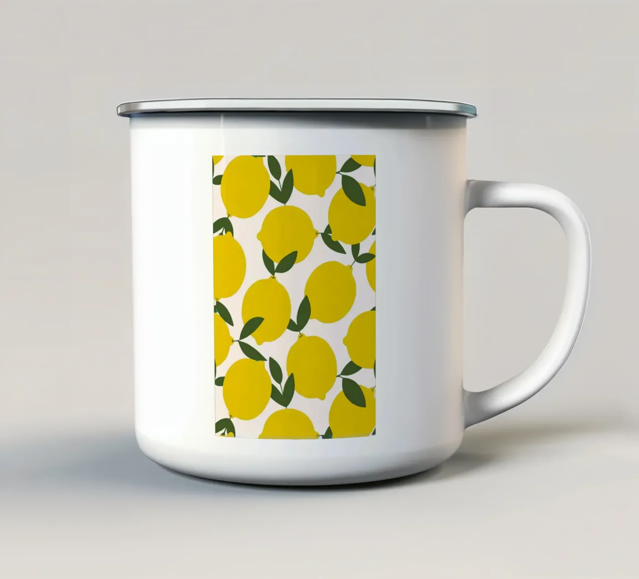 Vibrant Lemon Pattern Poster - Zesty Botanical Wall Art enamel mug by NorwesClub