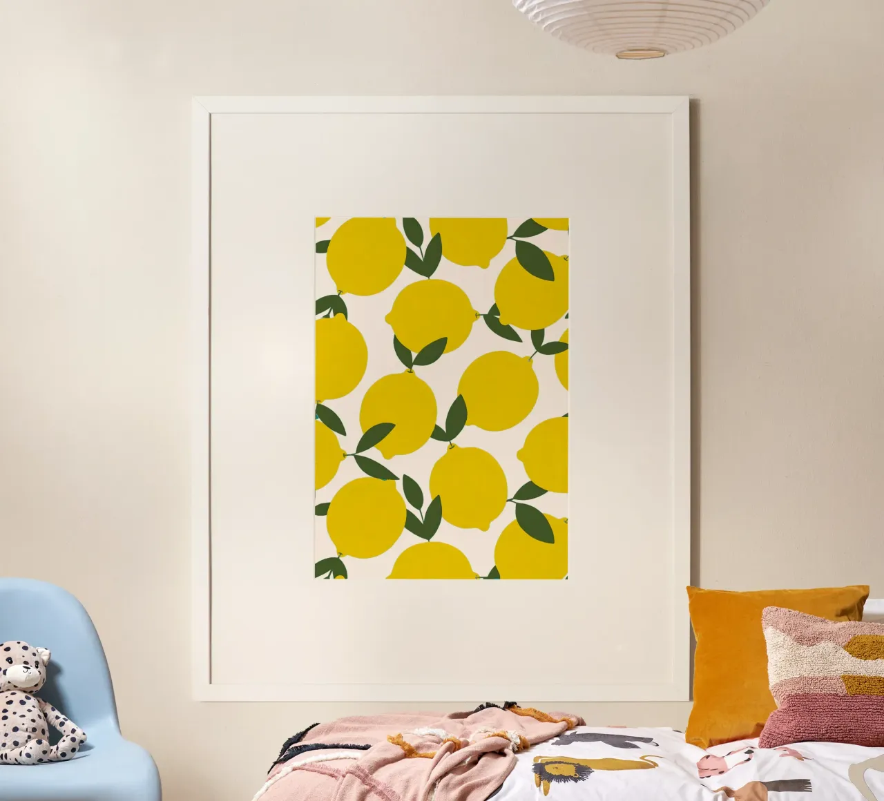 Vibrant Lemon Pattern Poster - Zesty Botanical Wall Art hahnemühle by NorwesClub