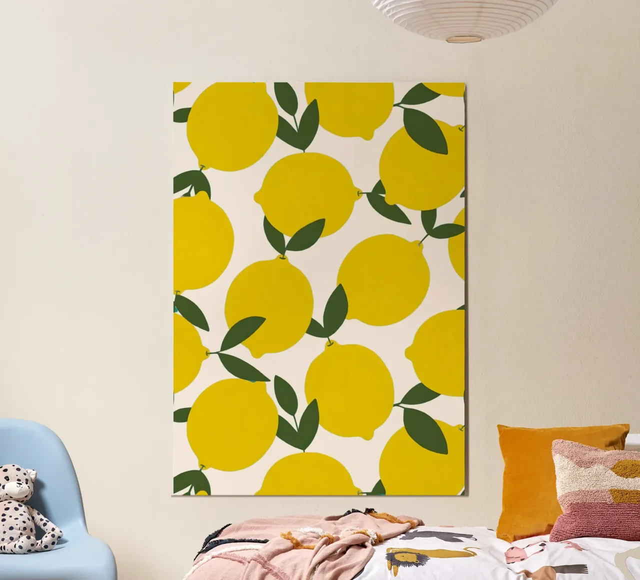Vibrant Lemon Pattern Poster - Zesty Botanical Wall Art hahnemühle by NorwesClub