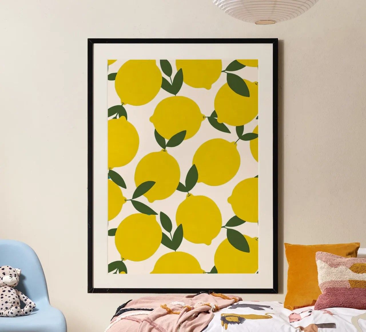 Vibrant Lemon Pattern Poster - Zesty Botanical Wall Art hahnemühle by NorwesClub