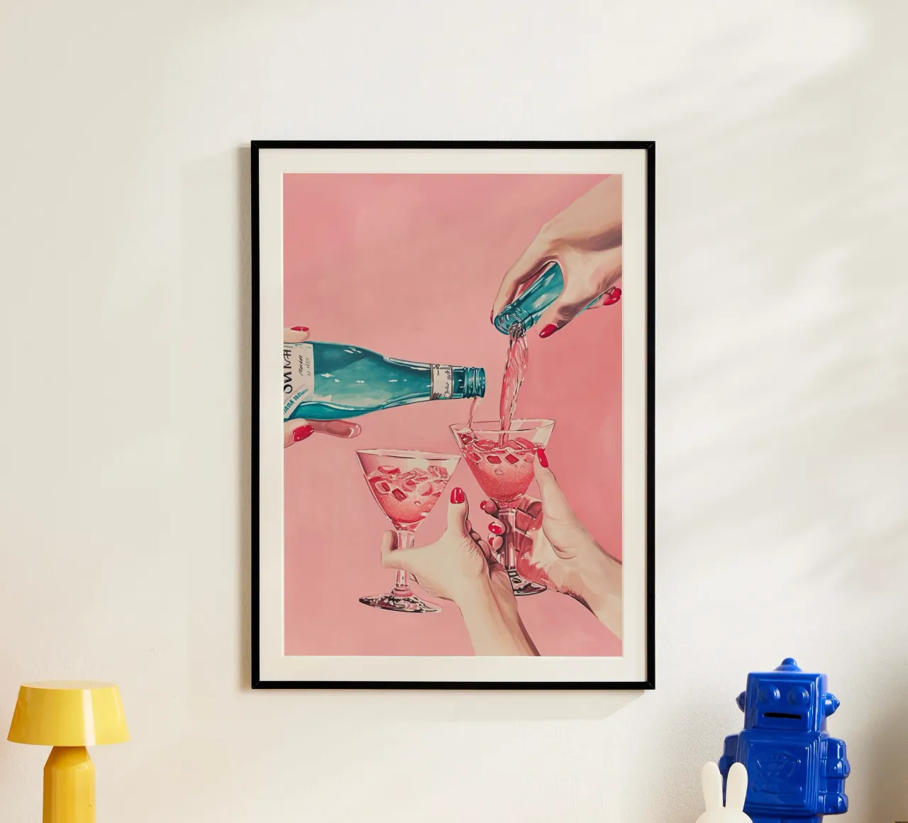 Roze Cocktails Schenken Kunst Print - Glamoureuze Bar Wanddecoratie poster van NorwesClub