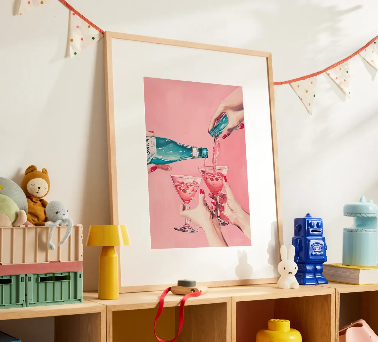 Roze Cocktails Schenken Kunst Print - Glamoureuze Bar Wanddecoratie poster van NorwesClub