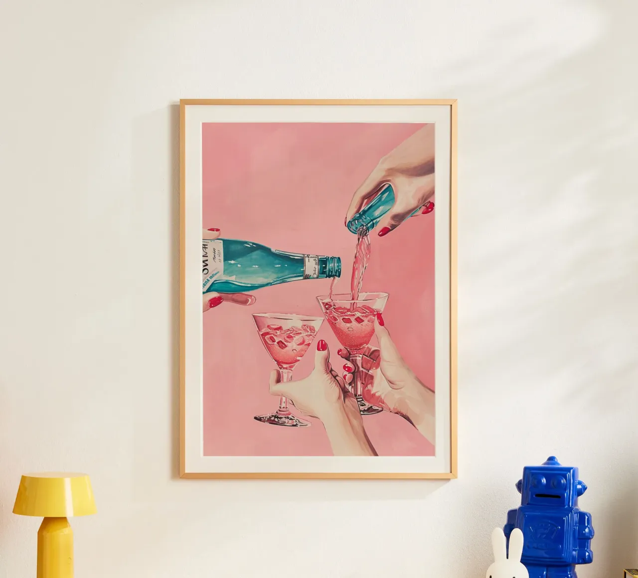 Pink Cocktails Pouring Art Print - Glamorous Bar Wall Decor hahnemühle by NorwesClub