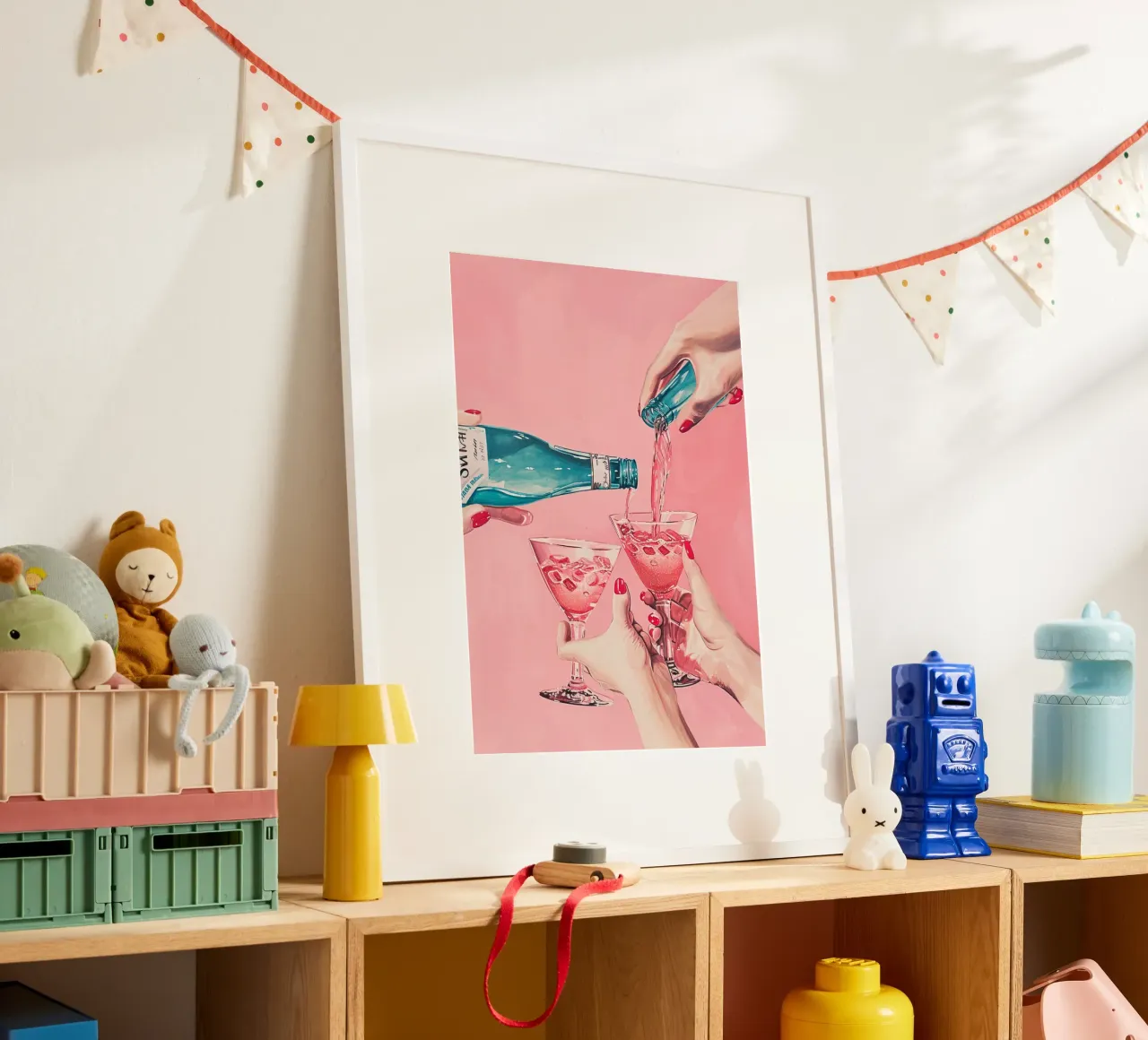 Roze Cocktails Schenken Kunst Print - Glamoureuze Bar Wanddecoratie poster van NorwesClub