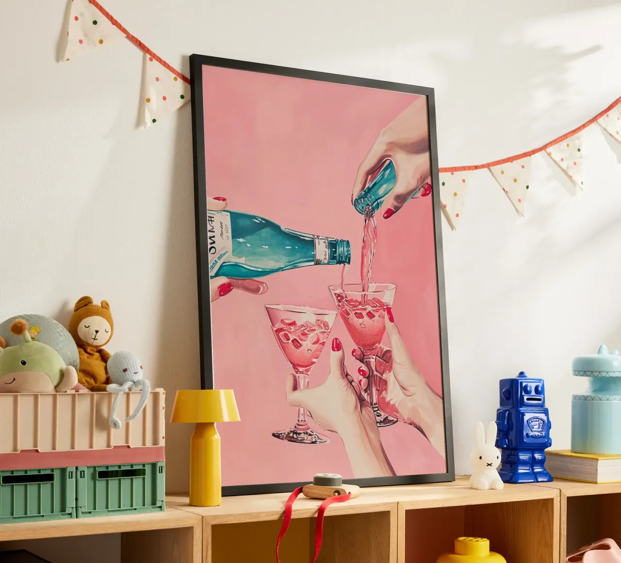 Roze Cocktails Schenken Kunst Print - Glamoureuze Bar Wanddecoratie poster van NorwesClub