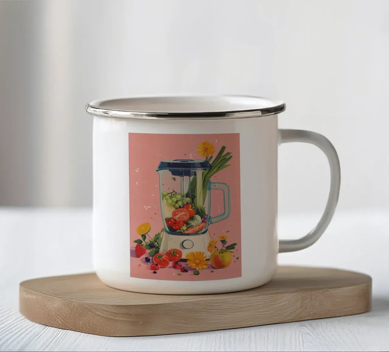 Gezonde Smoothie Blender Kunst Print - Levendige Keuken Decoratie emaille mok van NorwesClub