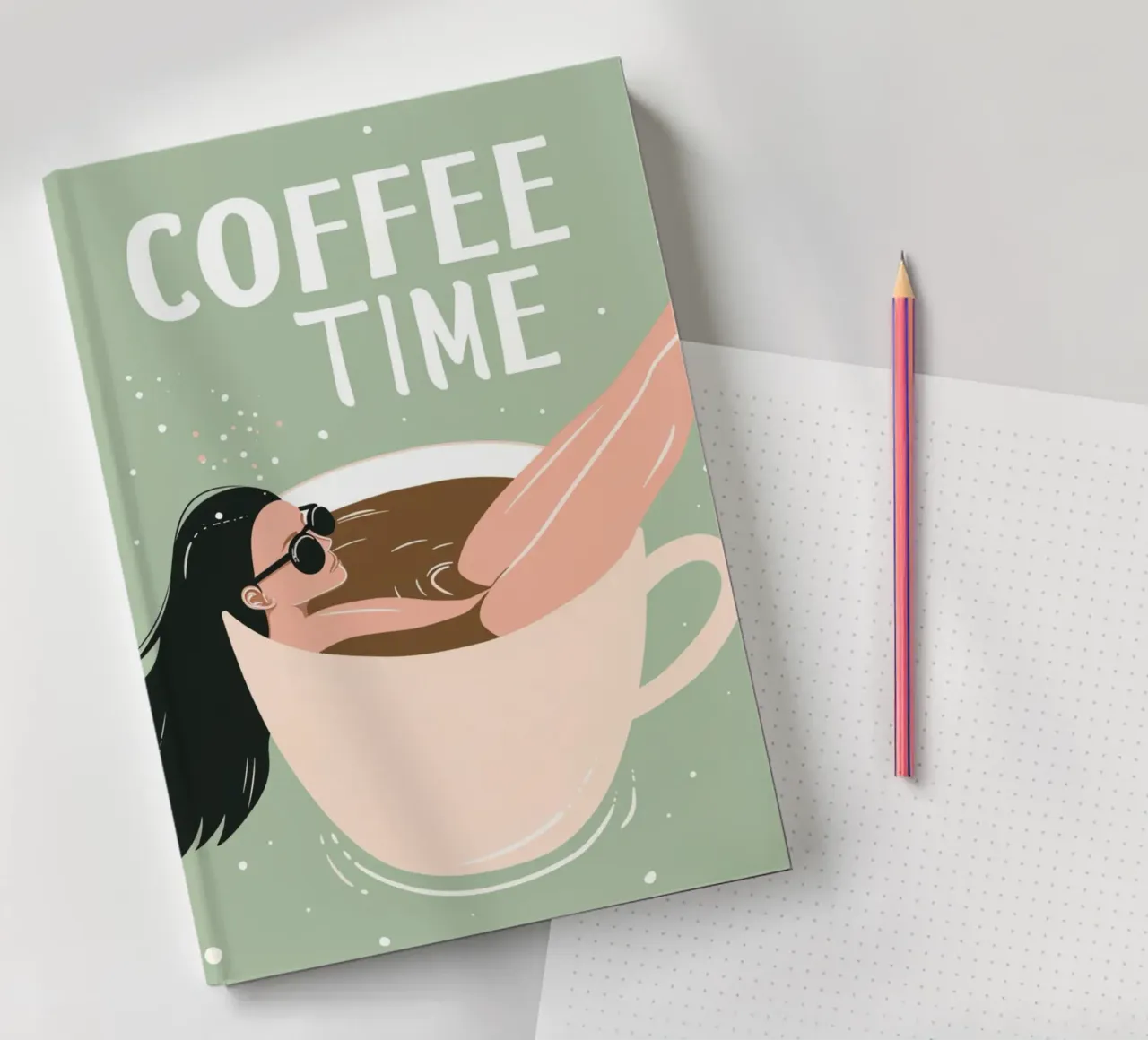 "Coffee Time" Quirky Art Print - Fun & Relaxing Coffee Lover notebook by NorwesClub