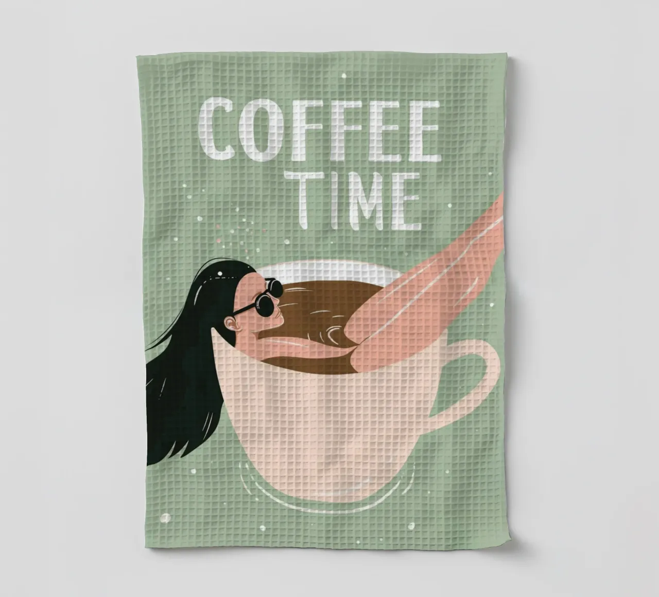 "Coffee Time" Quirky Art Print - Fun & Relaxing Coffee Lover tea towel by NorwesClub