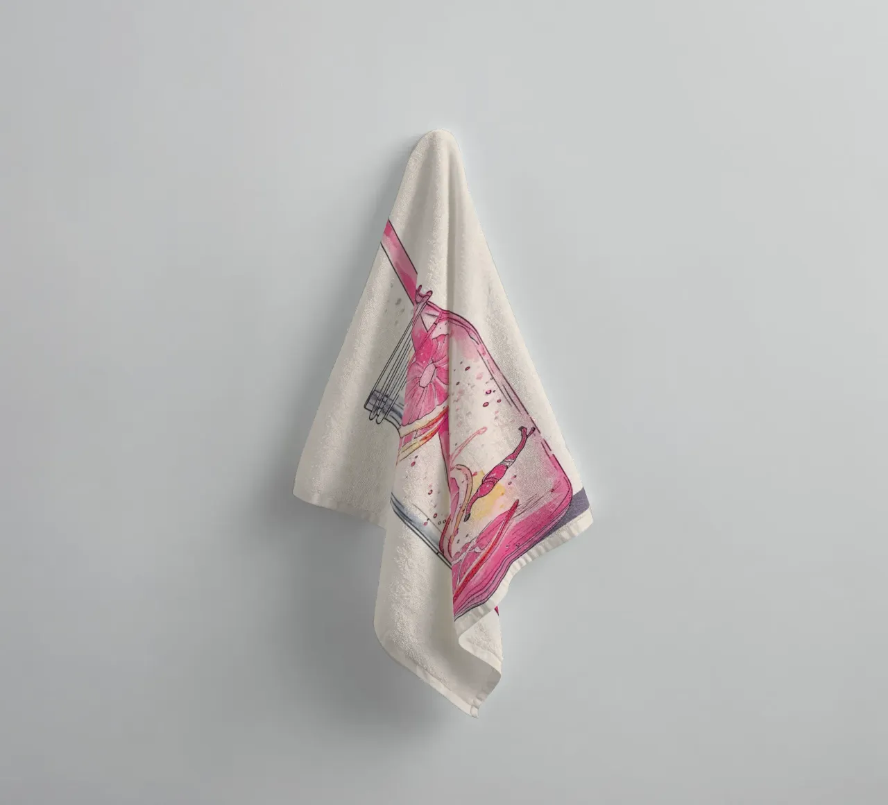 Pink Lemonade Diver Art Print - Whimsical Summer Drink Poste towel by NorwesClub