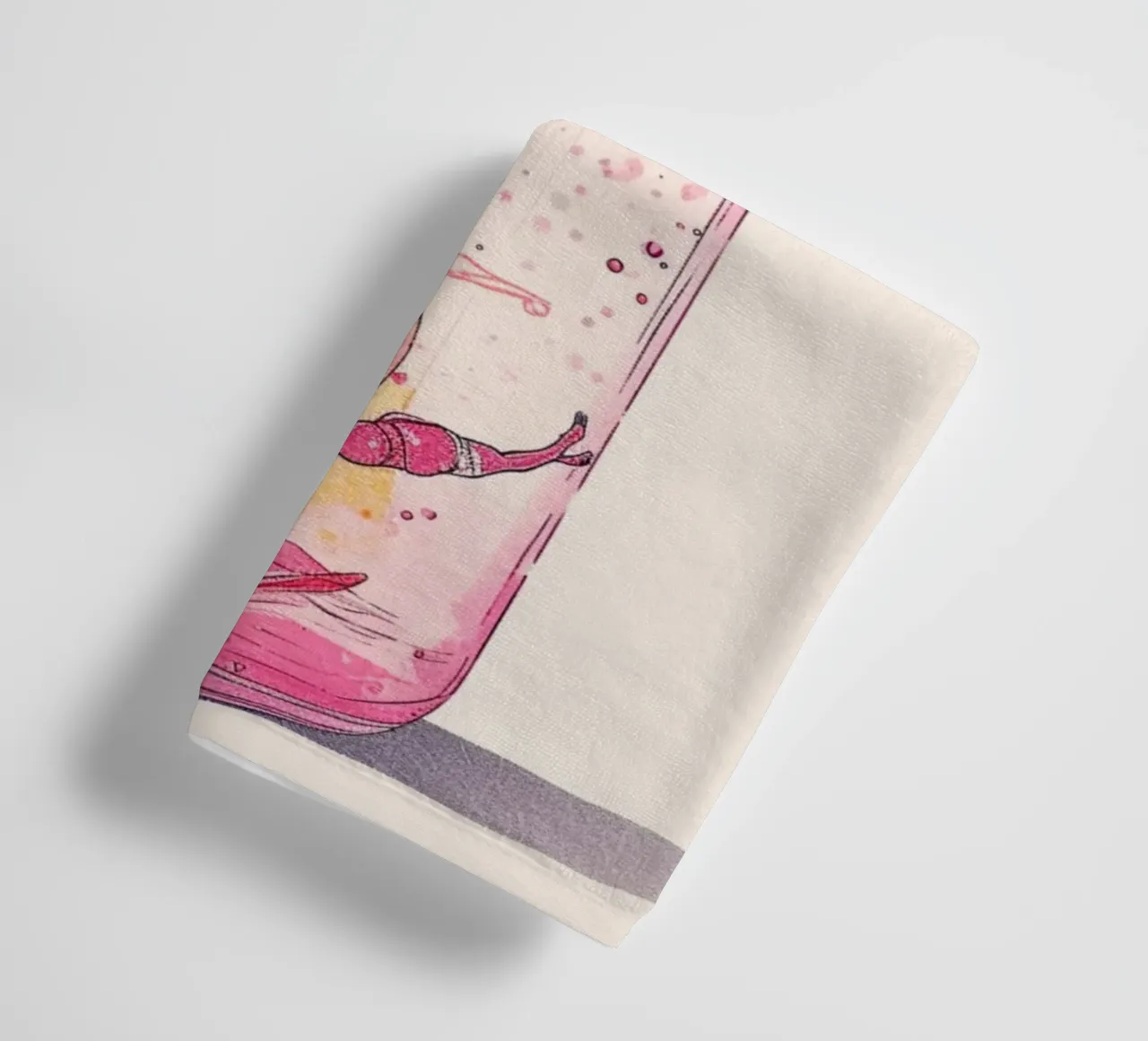 Pink Lemonade Diver Art Print - Whimsical Summer Drink Poste towel by NorwesClub