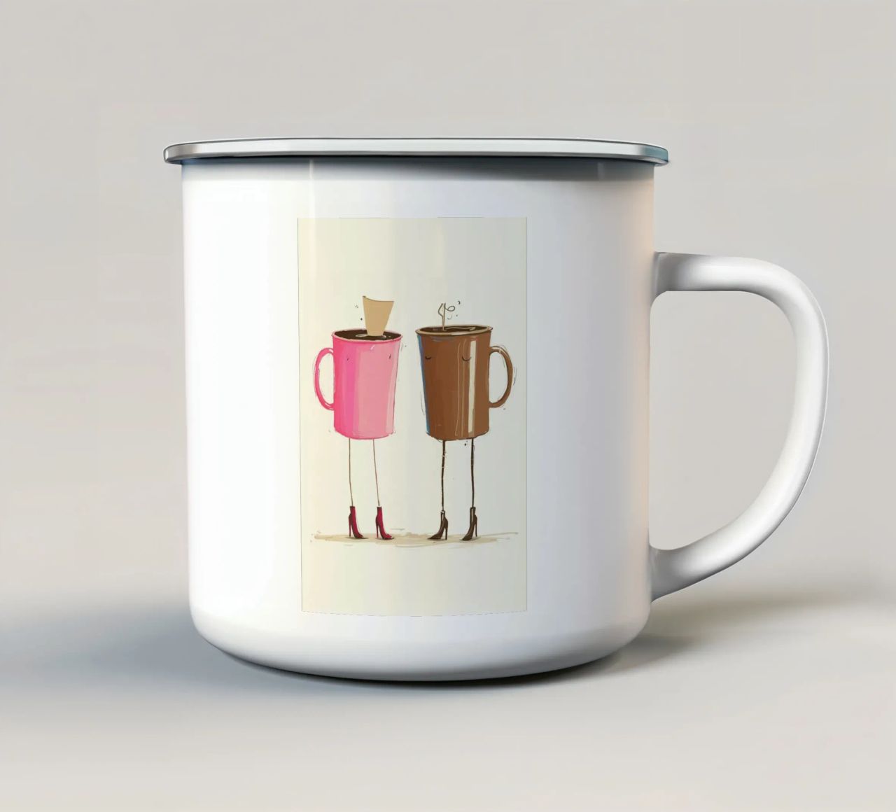 Stampa d'arte stravagante "Tazze di caffè con i tacchi" - Coffee Lover De tazza in smalto da NorwesClub