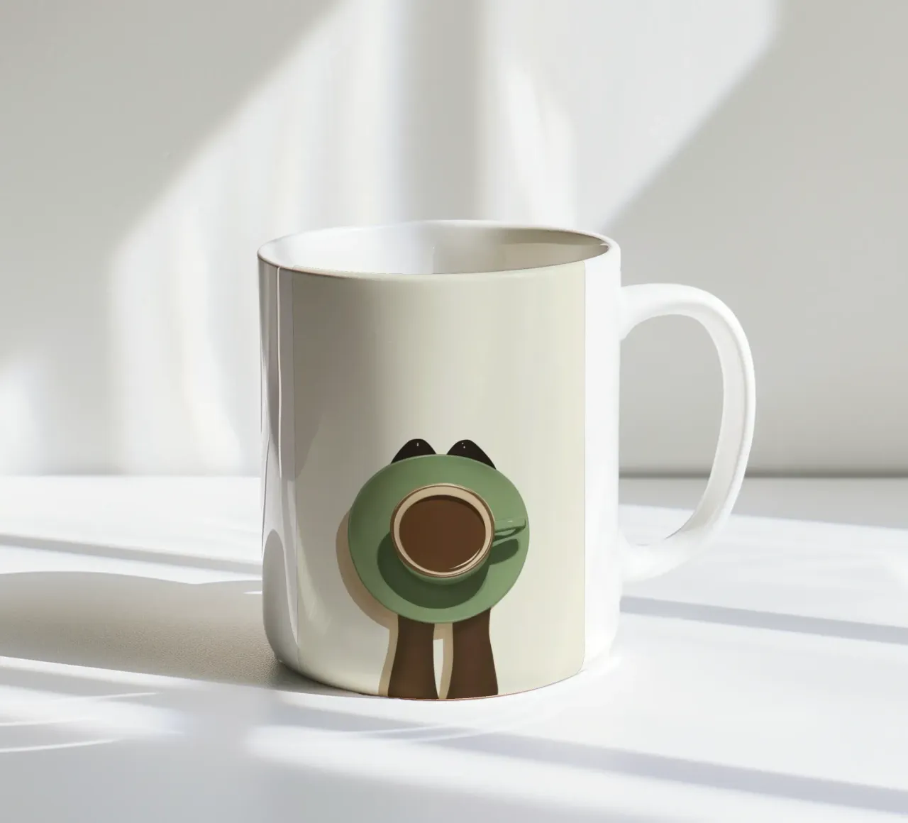 Tazza di caffè sopraelevata Arte minimalista - Poster rituale del mattino tazza in ceramica da NorwesClub